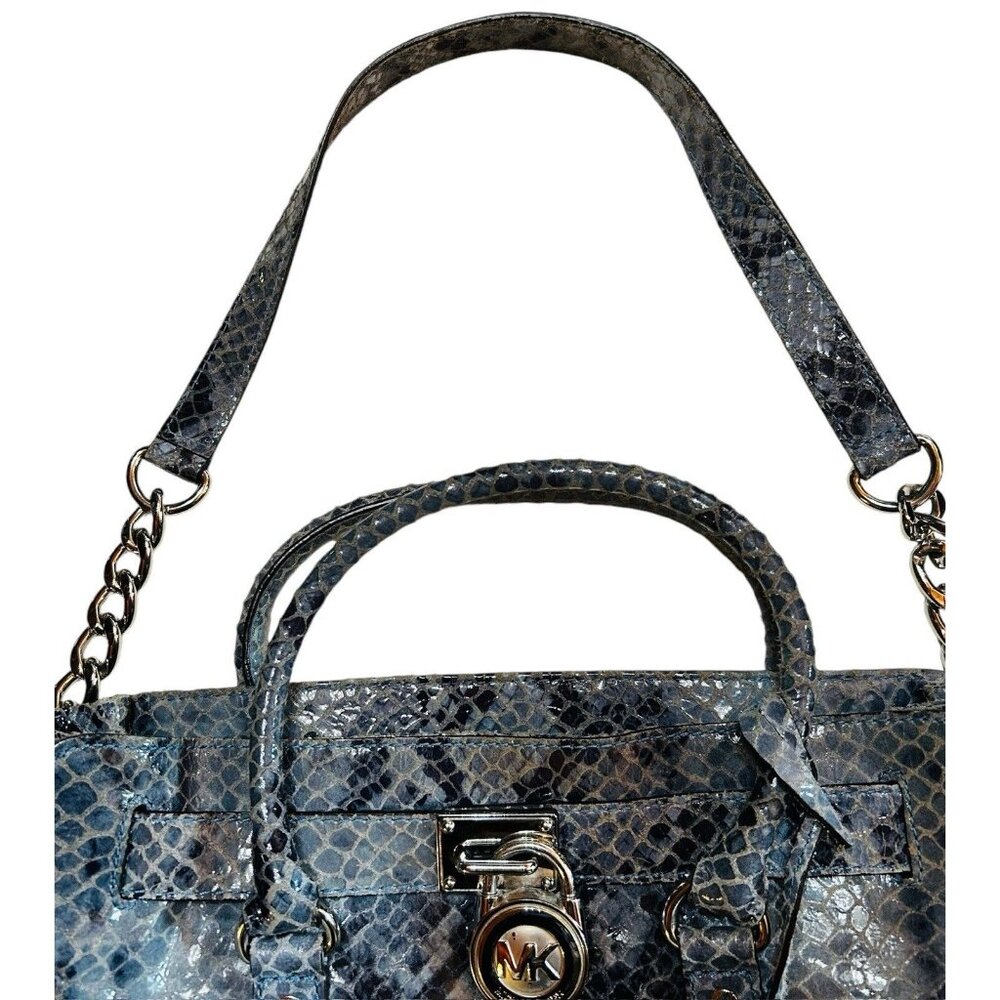 Michael Kors Blue Suede Python Embossed Hamilton … - image 6